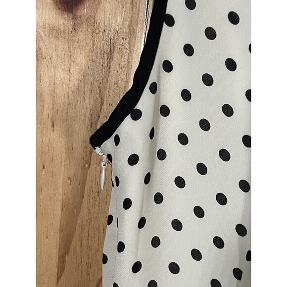LC Lauren Conrad Sleeveless A Line Dress Size 2 Women’s Polka Dot Black White - Picture 9 of 13